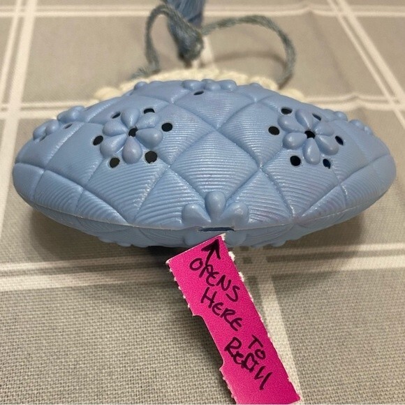 Vintage Avon Sachet Scent Holder Blue Purse with Cherubs Adorned Aromatherapy. - Picture 6 of 6